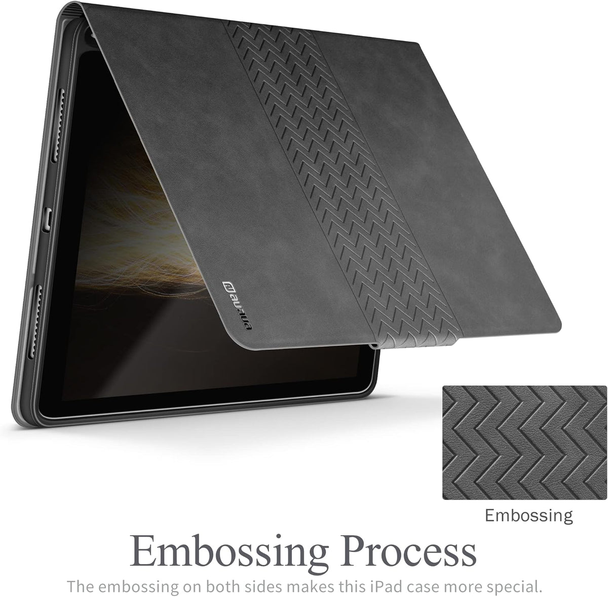 auaua Case for iPad (A16) 11th Generation 11 Inch 2025, iPad 10th Generation 10.9 Inch 2022, with Pencil Holder, Auto Sleep/Wake, Adjustable Stand, PU Leather (Grey)