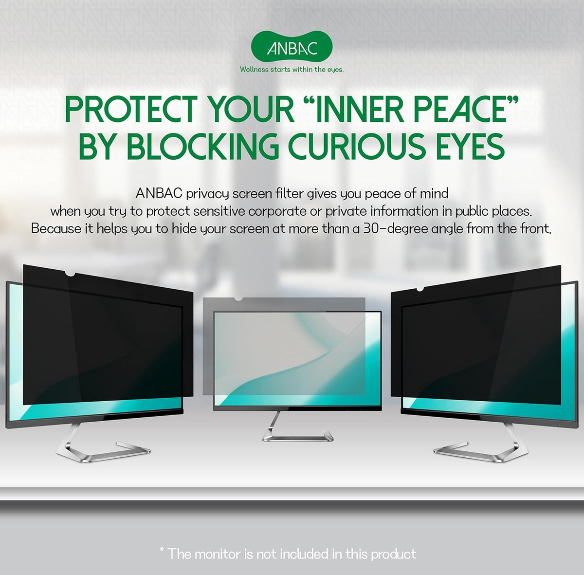 21.5 Inch Desktop Privacy Screen Shield for 16:9 Wide Monitor - Anti Glare Computer Privacy Screen Cover | Blue Light Blocking Screen Protector | Scratch Resistant UV Filter | Attachment Type