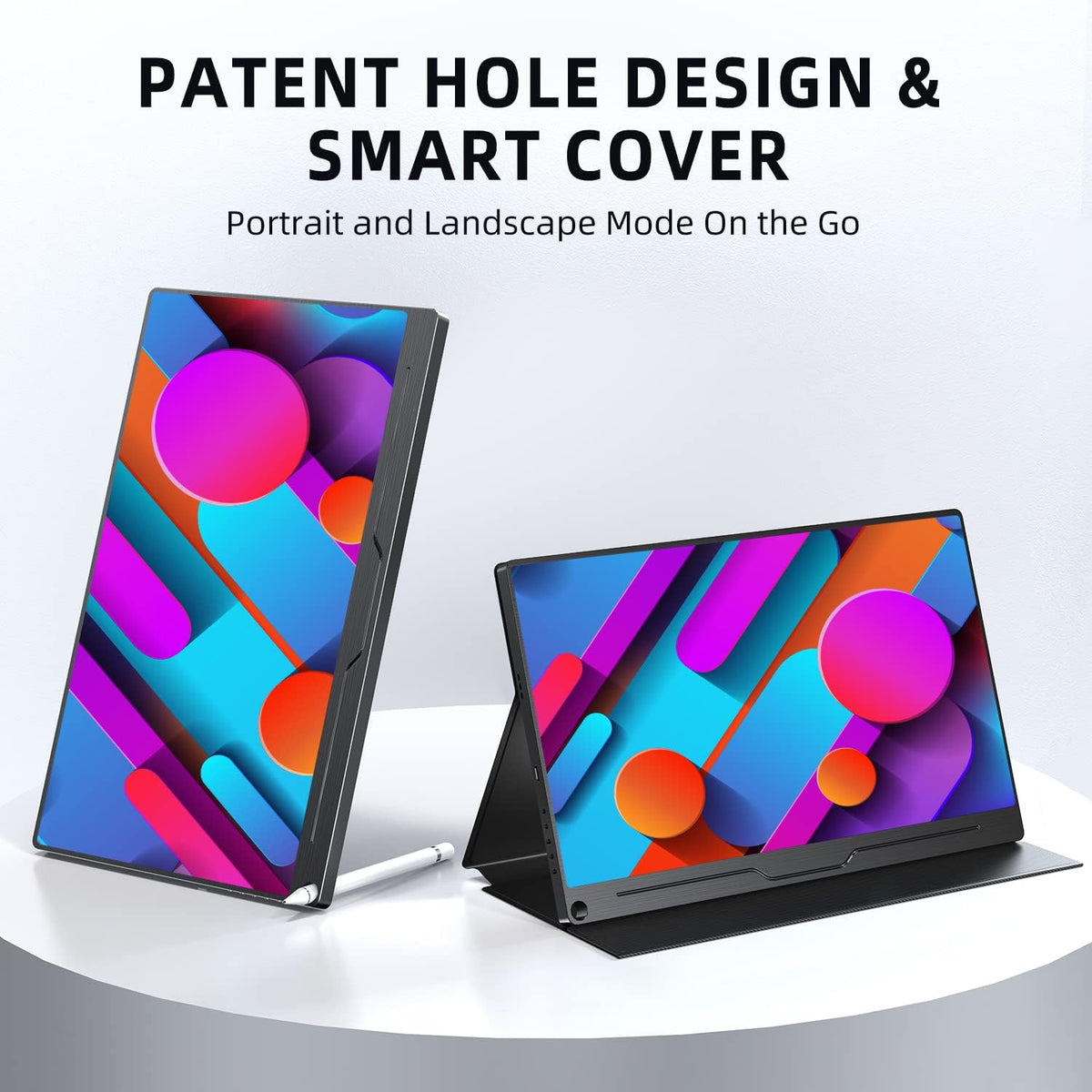UPERFECT Portable Monitor, 15.6" IPS HDR 1920X1080 FHD Eye Care Travel Screen USB C Gaming Monitor, Dual Speaker External Monitor HDMI Type-C VESA for Laptop PC Phone w/Case
