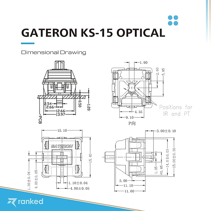 Ranked Gateron ks-15 Optical Key Switches for RGB Mechanical Gaming Keyboards | Plate Mounted (Gateron Optical Yellow 65 Pcs)