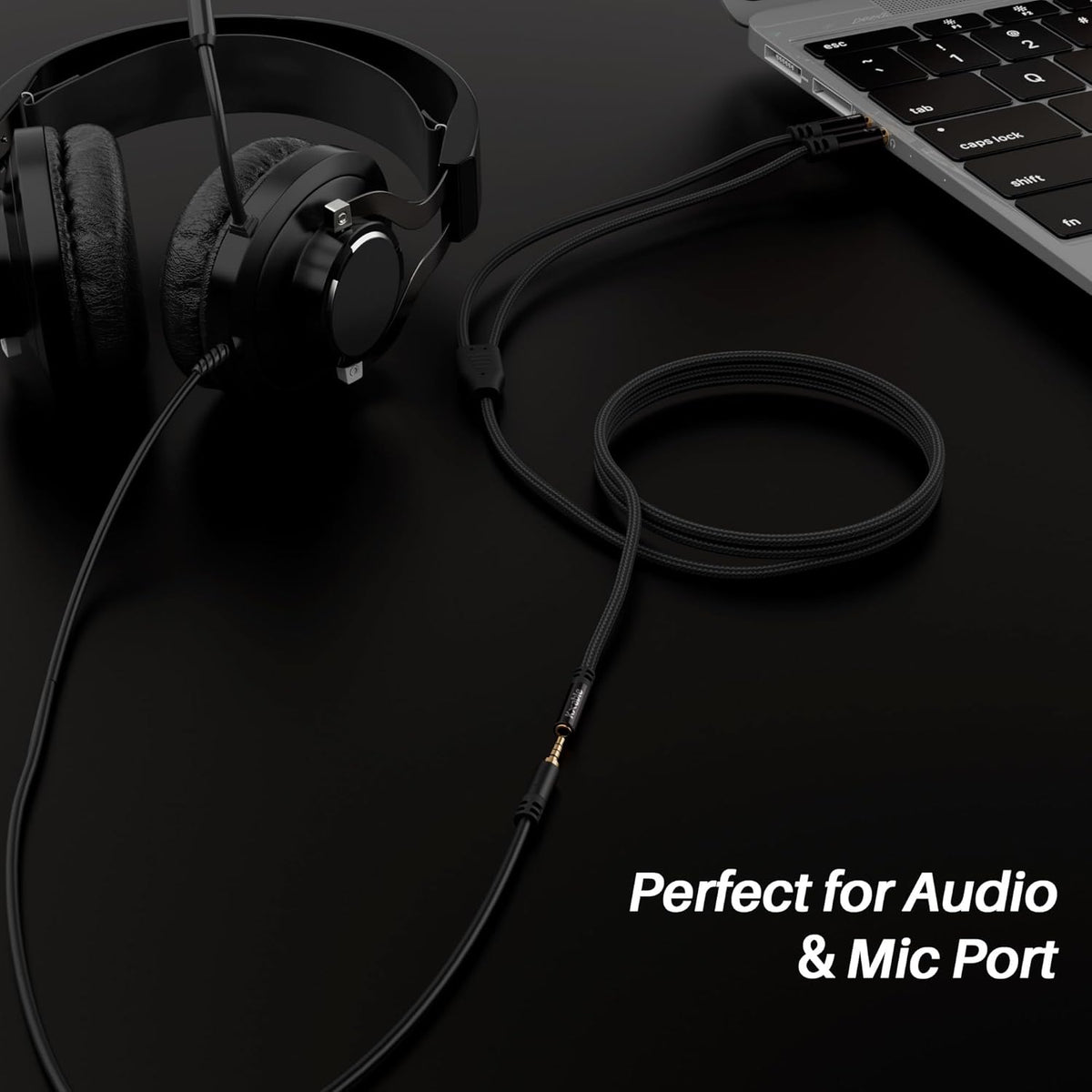 Headphone Splitter for Computer, 3.5mm Female to Dual 3.5mm Male Audio Splitter Cable, Stereo Jack Earphones Headset to PC Laptop Adapter, 1/8inch 2-in-1 Y Separator Aux Dongle Converters, 3FT