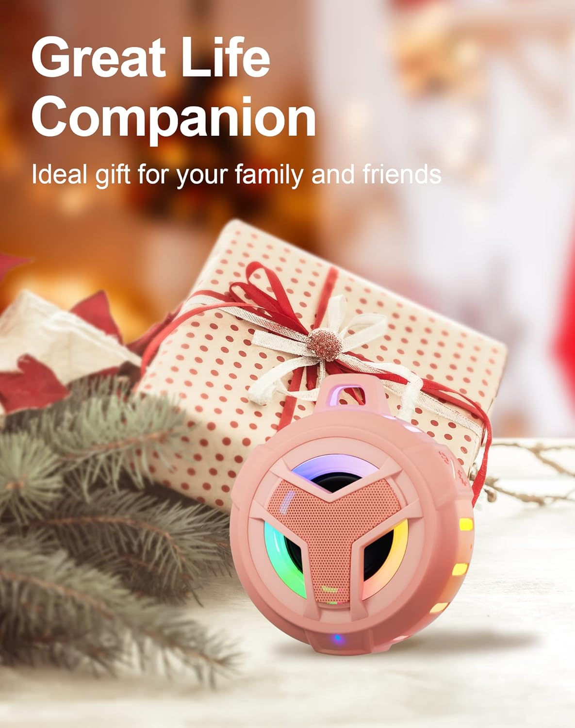 EBODA Bluetooth Shower Speaker, Waterproof Portable Wireless Speakers with Light, IP67 Floating, 2000mAh, Small Portable Speaker for Kayak, Beach, Pool Accessories, Gifts for Unisex