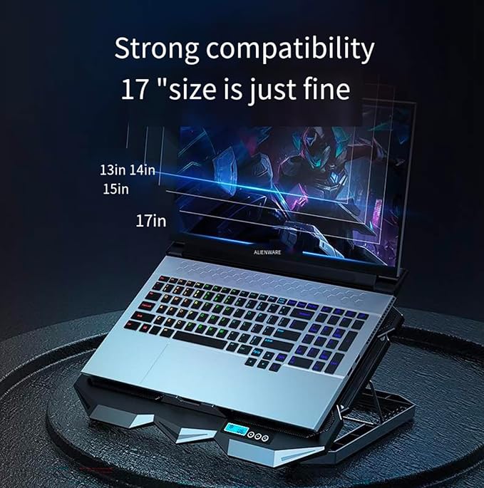 Laptop Cooling pad for Hp Pavilion 13-a010dx 13-a051nr Gaming laptops Laptop Cooler with 4 Fans LCD Display Screen 4 Height 2 USB-A Port Laptop Stand