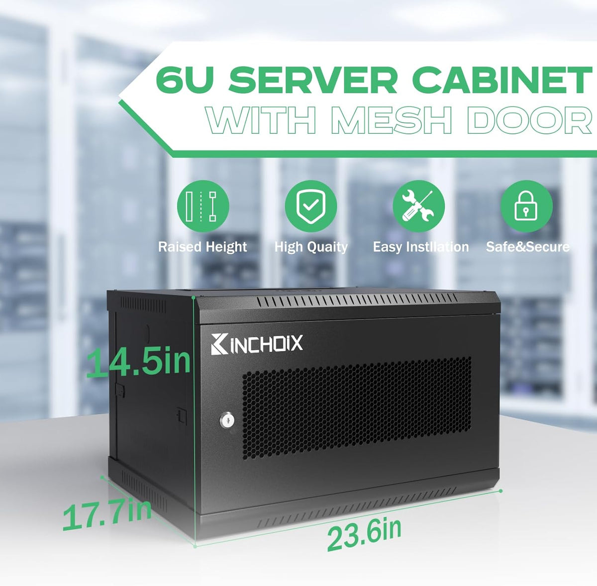 6U Server Cabinet Wall Mount Network Rack Enclosure Cabinet Enclosure for Computer Data Networking Electronic Equipment, Removable Side Panels 14.5in Depth