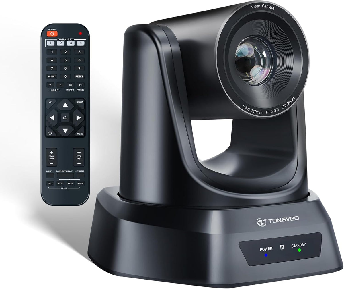 PTZ Camera 20X Optical Zoom HDMI IP Live Streaming SDI USB3.0 1080P 60fps PoE Supports for Church Services Worship Education Video Conference with OBS vMix Wirecast Zoom YouTube and More