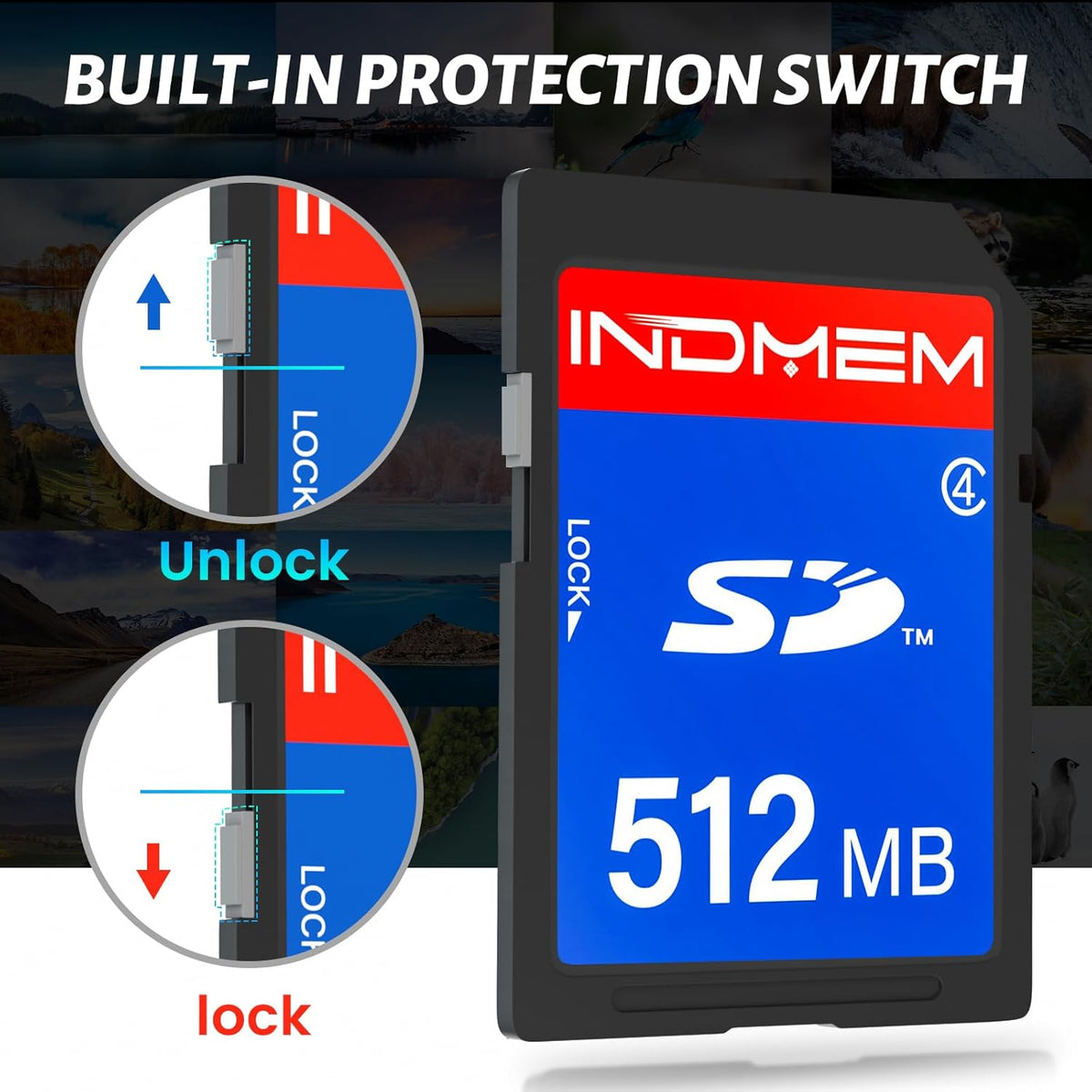INDMEM SD Card 512MB, 10 Packs Class 4 512MB Flash Memory Card MLC Standard Secure Digital Cards Camera Cards