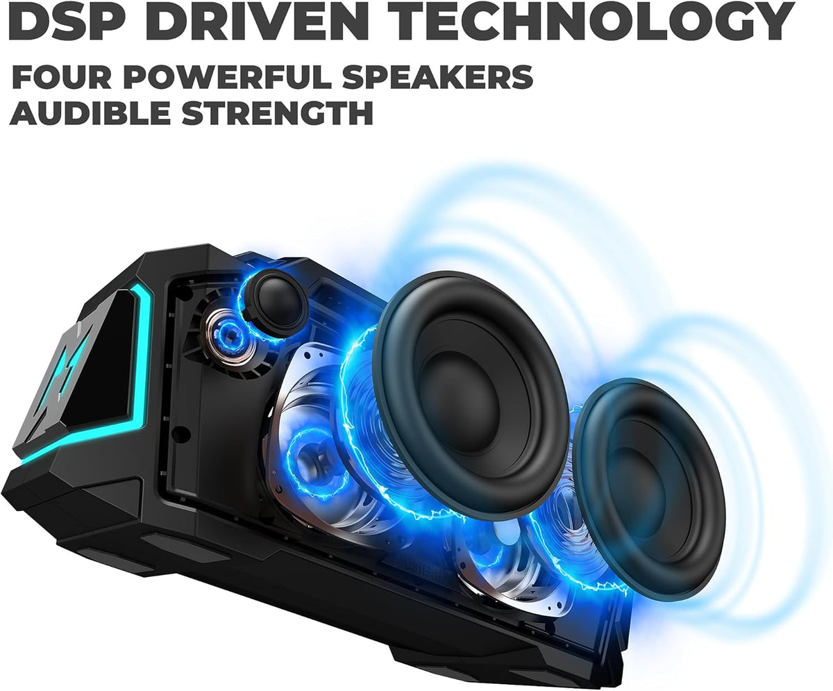 Bluetooth Speaker,Musibaby M1 Portable Bluetooth Speakers:Loud Stereo Sound with Subwoofer,Deep Bass,IPX6 Waterproof,Wireless Speaker with BT5.3,Dual Pairing,20H+ Playtime for Outdoor,Beach(Blk)