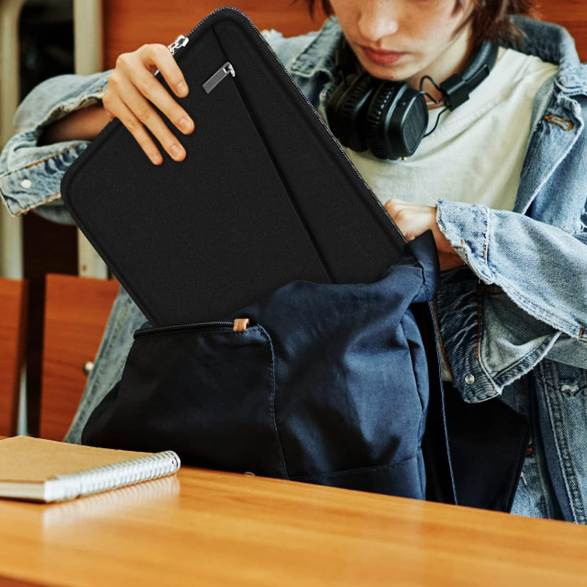 Laptop Sleeve Case 13.3 Inch, Durable 14 Inch Laptop Case Computer Carrying Bag Protective Cover Compatible with 13 14 inch MacBook Pro, MacBook Air, Dell, HP, Lenovo, Notebook, Computer, Black