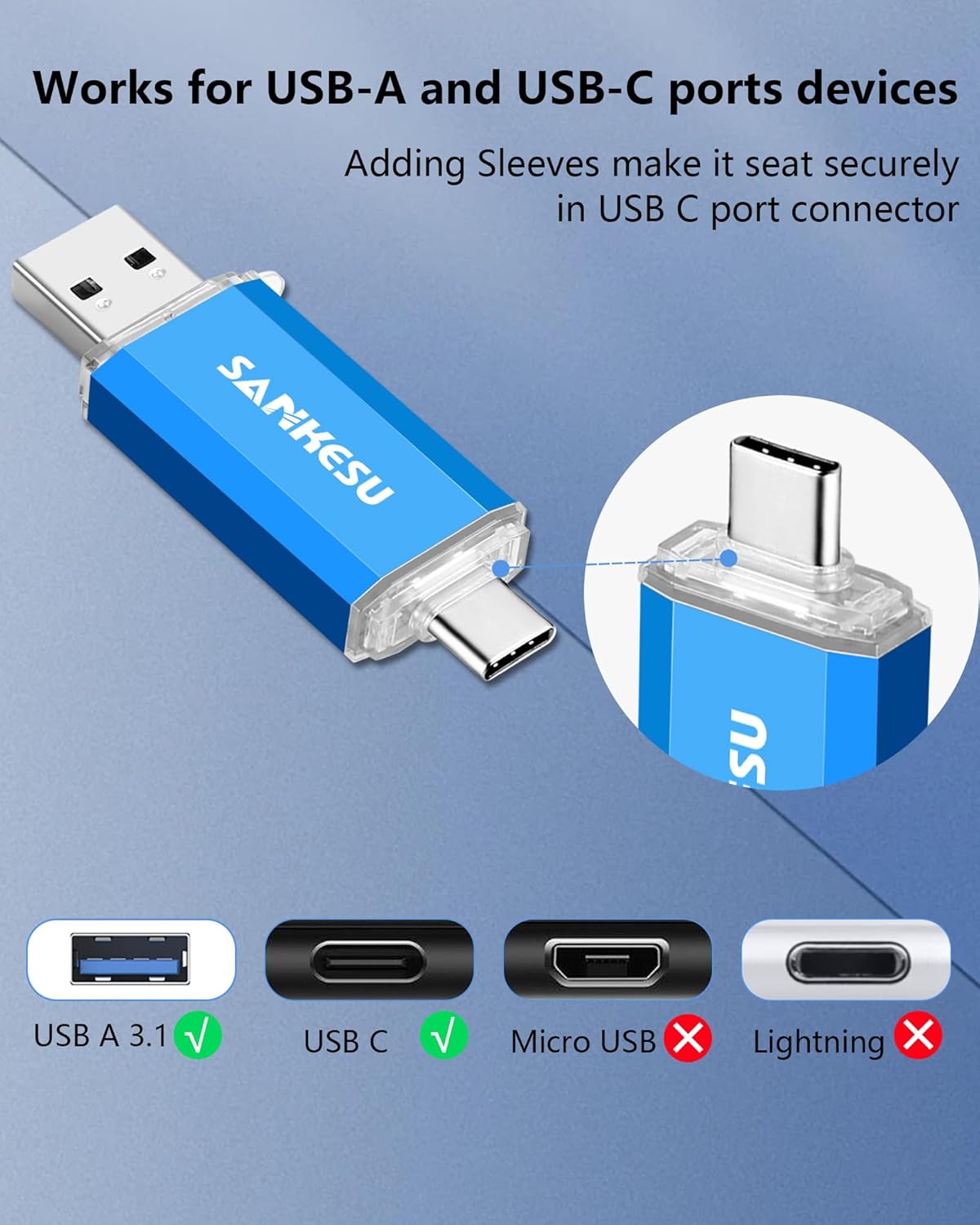 32GB 3 Pack 2-in-1 USB C Flash Drive Type-A+Type-C 3.1 Dual Drive OTG,Speed Up to 120MB/s USB C Storage Flash Drive Compatible with iPhone 16/15, Android Smartphone/Tablets/Computers