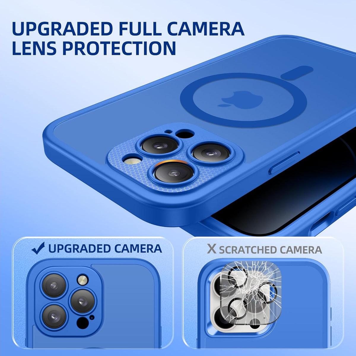 BERFY Magnetic for iPhone 14 Pro Max Case, Compatible with MagSafe, Built-in Privacy Screen Protector and Upgraded Camera Protection, Anti-Spy Full Body Shockproof Phone Case for 14 Pro Max,Klein Blue