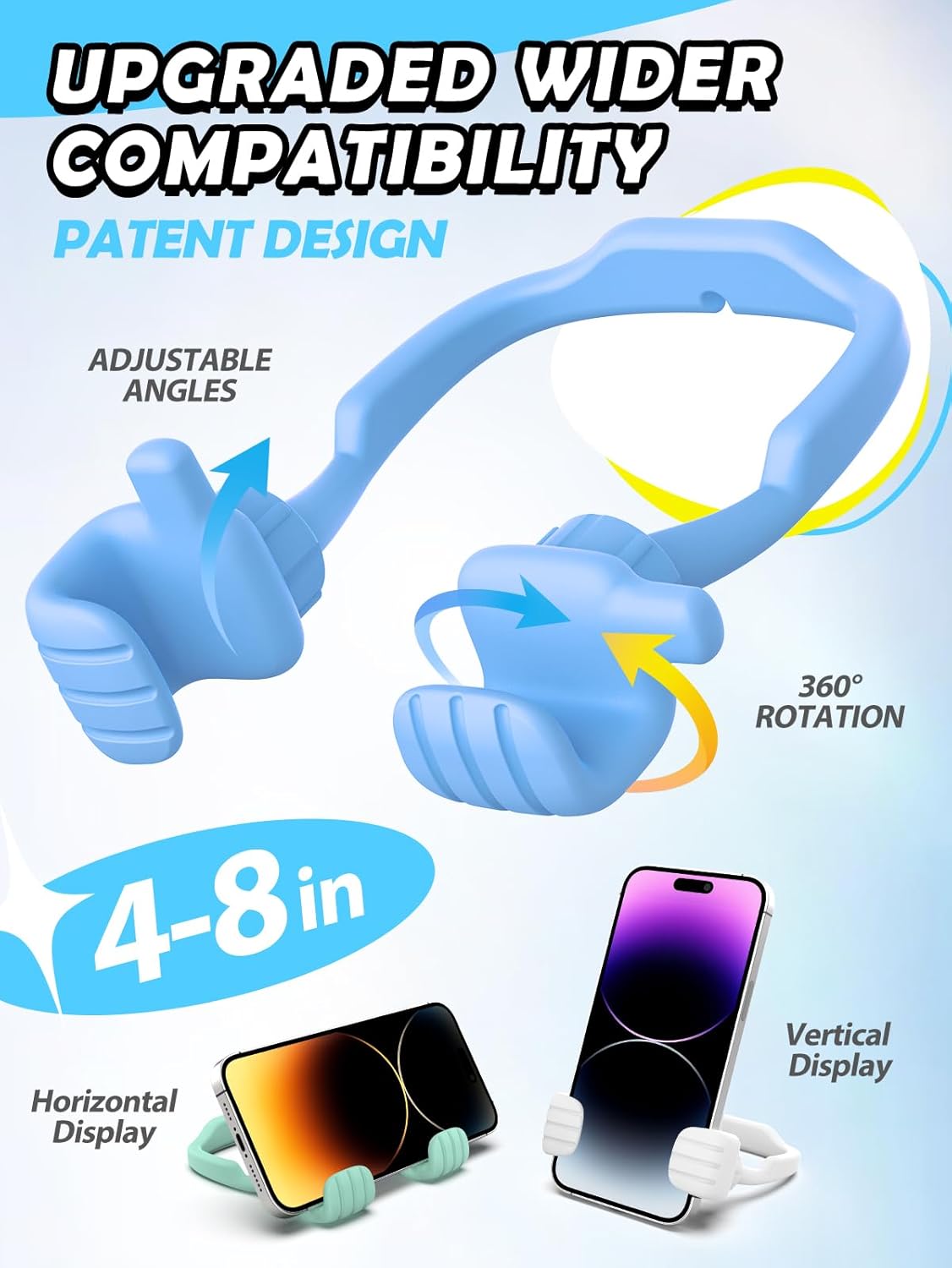 Dad Gifts for Fathers Day from Daughter Son Cell Phone Stand: 8 Pack UPGRADE Adjustable Thumbs Up Lazy Phone Holder for Desk Fun Birthday Gifts for Grandma Teens Girls Boys Adults Husband from Wife