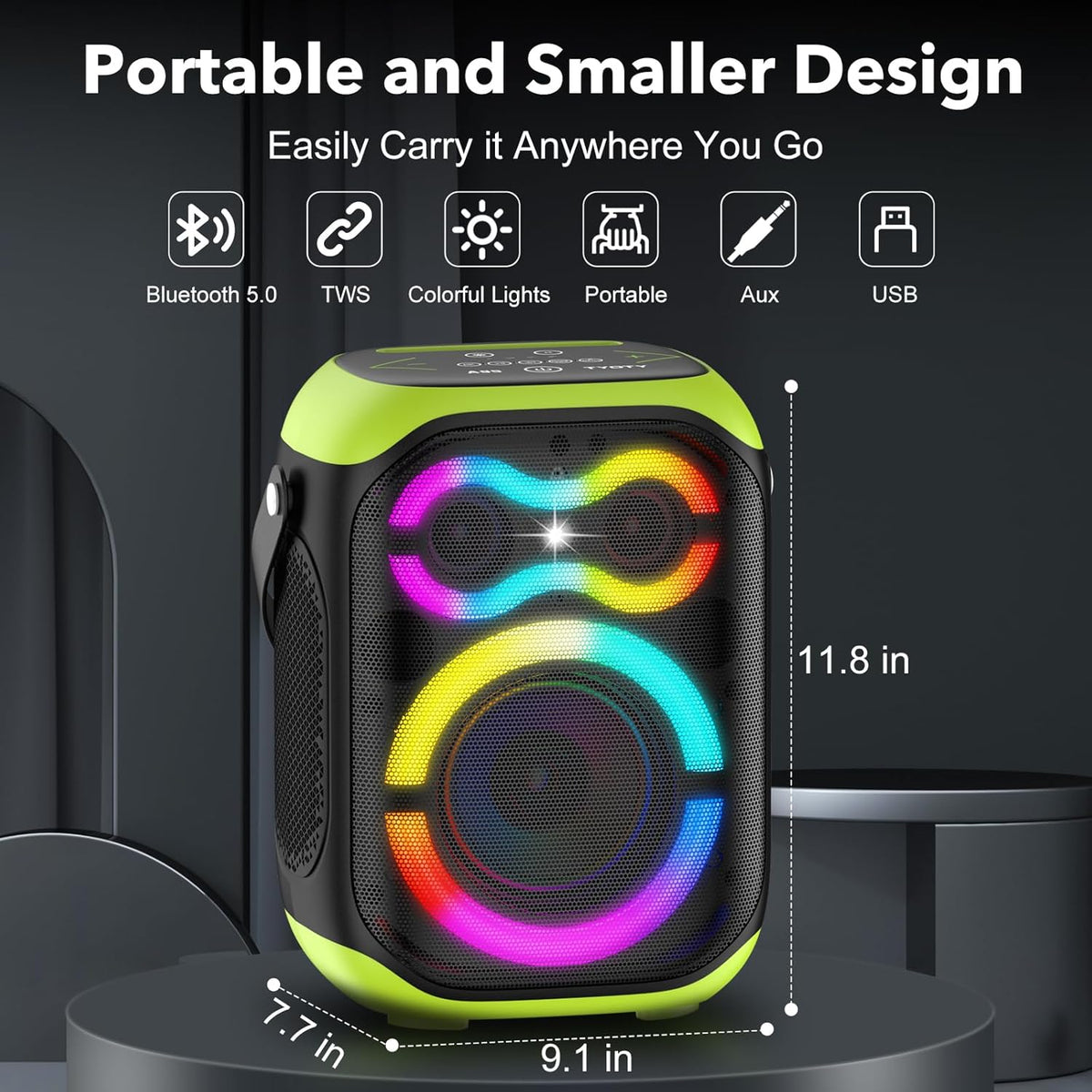 Portable Bluetooth Speakers 80W Big Powerful Wireless Outdoor Loud Stereo Deep Bass Sound Boombox TWS Home Party Speaker with Subwoofer LED Lights