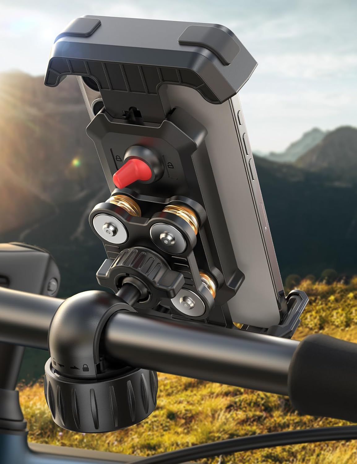 JOYROOM Bike Phone Holder Mount, [Dual Anti Vibration] [2025 Upgrade Reinforcement] Cell Phone Holder for Bike, Bicycle Scooter Accessories, Motorcycle Handlebar Phone Mount for iPhone 16