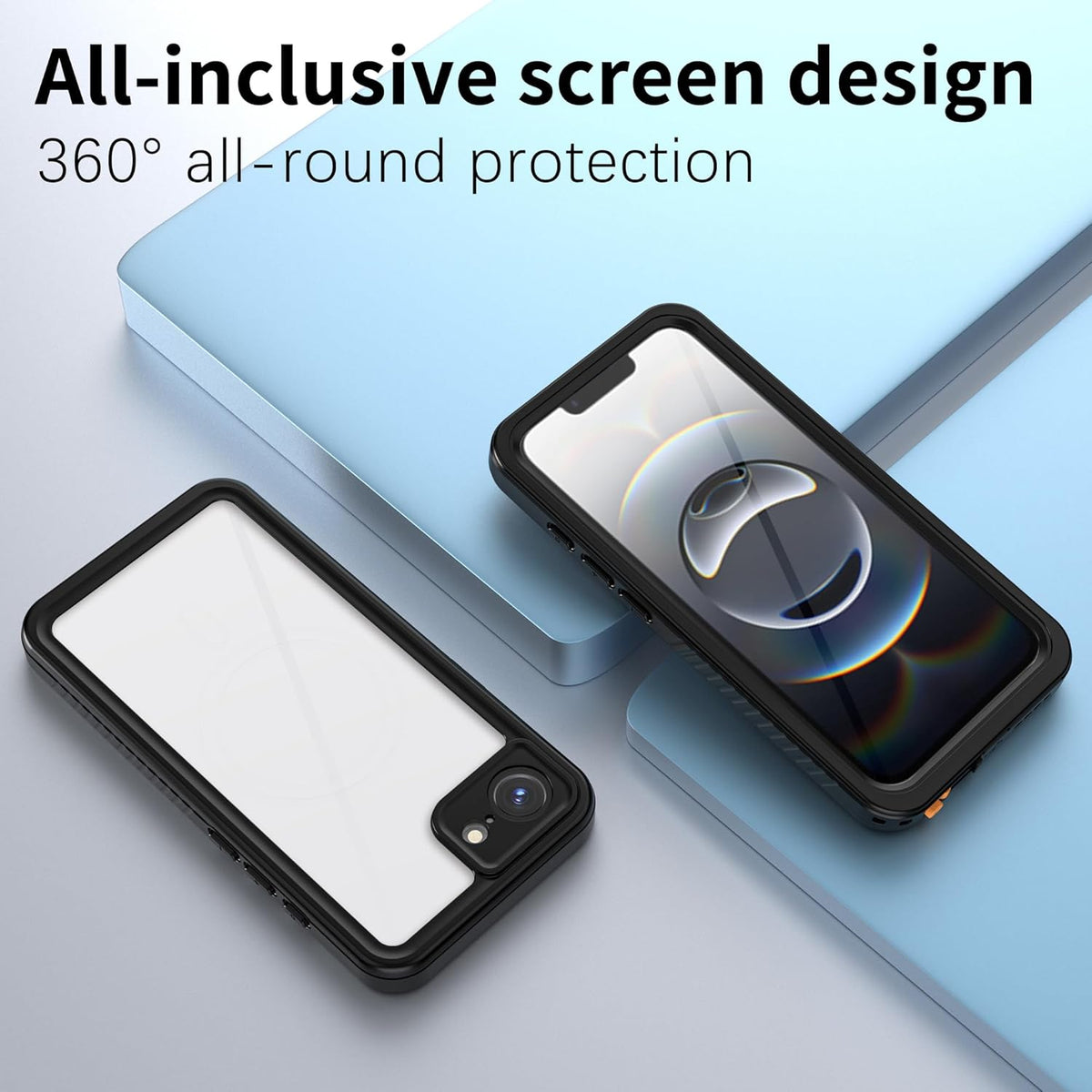 for iPhone 16E Case Waterproof - Built-in Privacy Screen Protector & HD Screen Protector [IP68 Underwater] Shockproof Dustproof Full Body Protection iPhone 16E Phone Case Black
