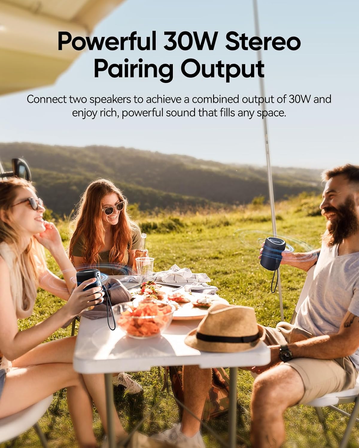Portable Bluetooth Speaker with Lights, Powerful Crystal Clear Sound, IPX5 Waterproof, All Day Playtime, AUX&TF-Card Input, Bluetooth 5.3, TWS Paring, Small Wireless Speaker for Outdoor, Gift Ideas