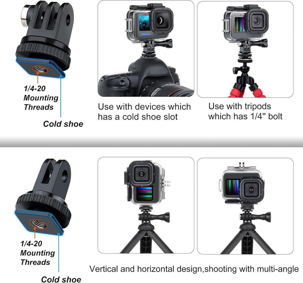 SOONSUN Waterproof Case for GoPro Hero 13 12 11 10 9 Black,196FT/60M Underwater Protective Diving Housing with Accessories, Built-in Dual Cold Shoe Mount to Connect Video Light and Microphone
