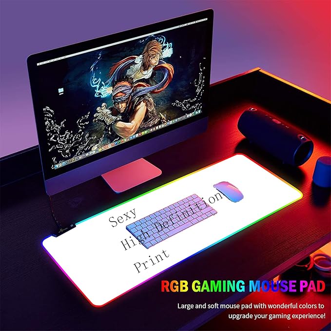 Gaming Sexy Anime Mouse Pad RGB LED Mouse Pad Sexy Butt Breasts Chest Gaming Accessories Laptop Colorful Keyboard Gaming Desktop Carpet Pad (35.43x15.74 inche)