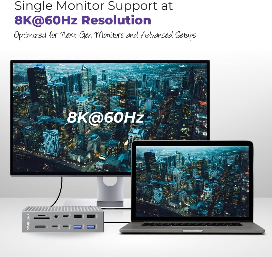 Thunderbolt 4 Dock – 21 Ports, Dual 4K or Single 8K Display, 40Gbps, 90W Charging, USB-C/A Docking Station, Compatible with Windows/Mac/Chrome - Laptop Docking Station Dual Monitor