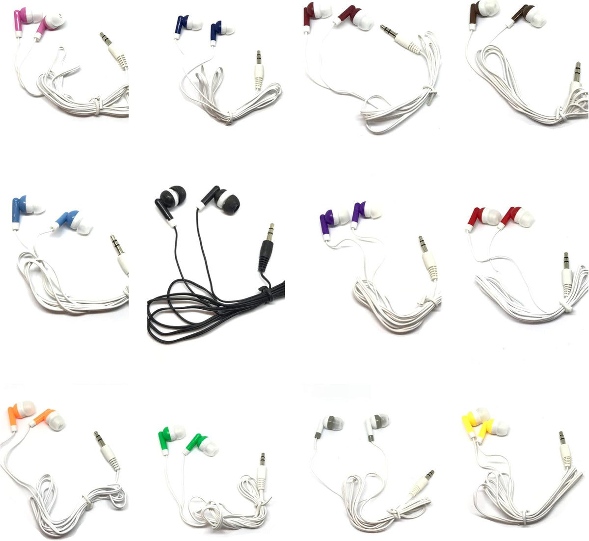 50 Pack MP3 TFD Supplies Wholesale Bulk Earbuds Headphones for iPhone, Android, Player - Mixed Colors