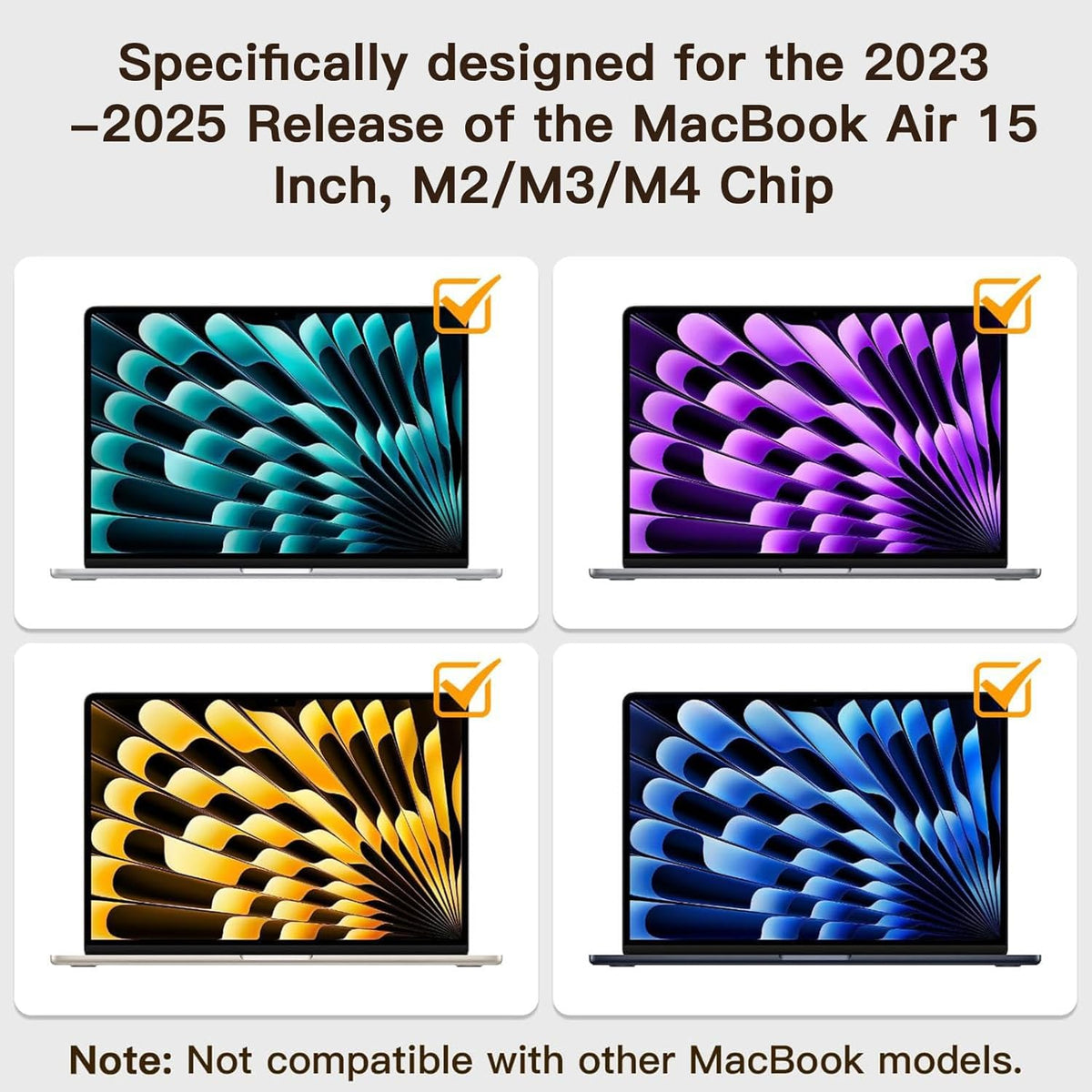 2 Pack Compatible with MacBook Air 15 Inch Screen Protector (M2, M3, M4), Matte Anti Glare Film Anti Scratch for Mac Air 15.3'' (2023-2025)