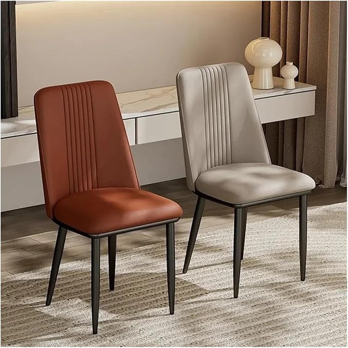 Adjustable Office Computer Chair with Armrest 1pcs Leather Upholstered Dining Chair with Metal Chair Legs Home Furniture(Light Gray)
