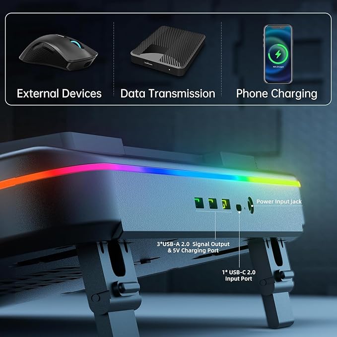 Cooling Pad for Msi Creator 17M Gaming Laptop Cooler with Powerful Turbo Cooling Fan Can Fast Cooling CPU+GPU 40°C Variable Speed6 RGB Light