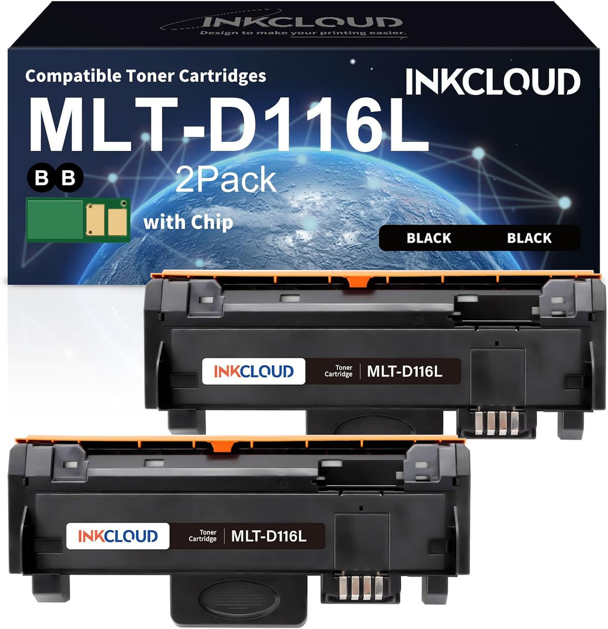MLT-D116L High Yield Toner Cartridge 2Pack, Black Replacement for Samsung 116L D116L MLTD116L Toner to Compatible with Xpress M2625D M2675FN M2676FH M2875FW M2875FD M2885FW M287x Printer