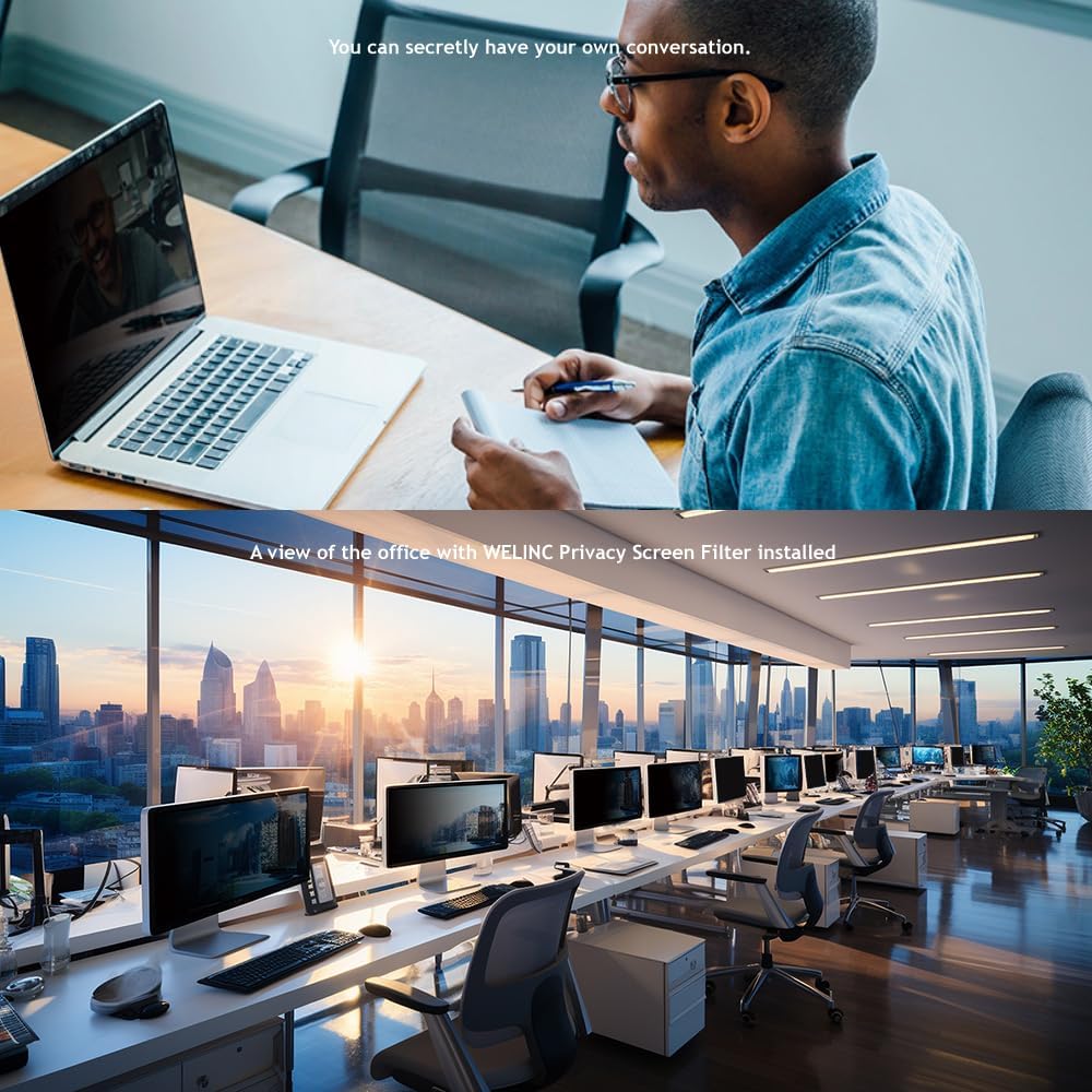 19.5 Inch - 16:9 Aspect Ratio - Computer Privacy Screen Filter for Widescreen Monitor - Anti-Glare - Anti-Scratch Protector Film - Protects Your Eyes from Harmful Glare and Blue Light