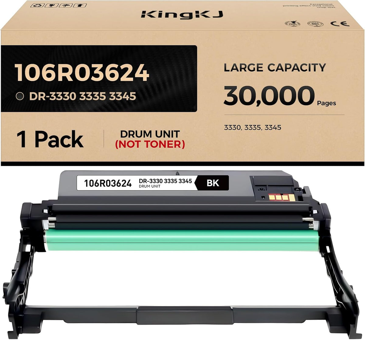 101R00555 Drum Unit (Not Toner) WorkCentre 3335 3345 Phaser 3330 Image-Drum High Capacity Black 1-Pack Replacement Compatible for Xerox WorkCentre 3335 3345 Phaser 3330 Laser Printer All-in-One Copier