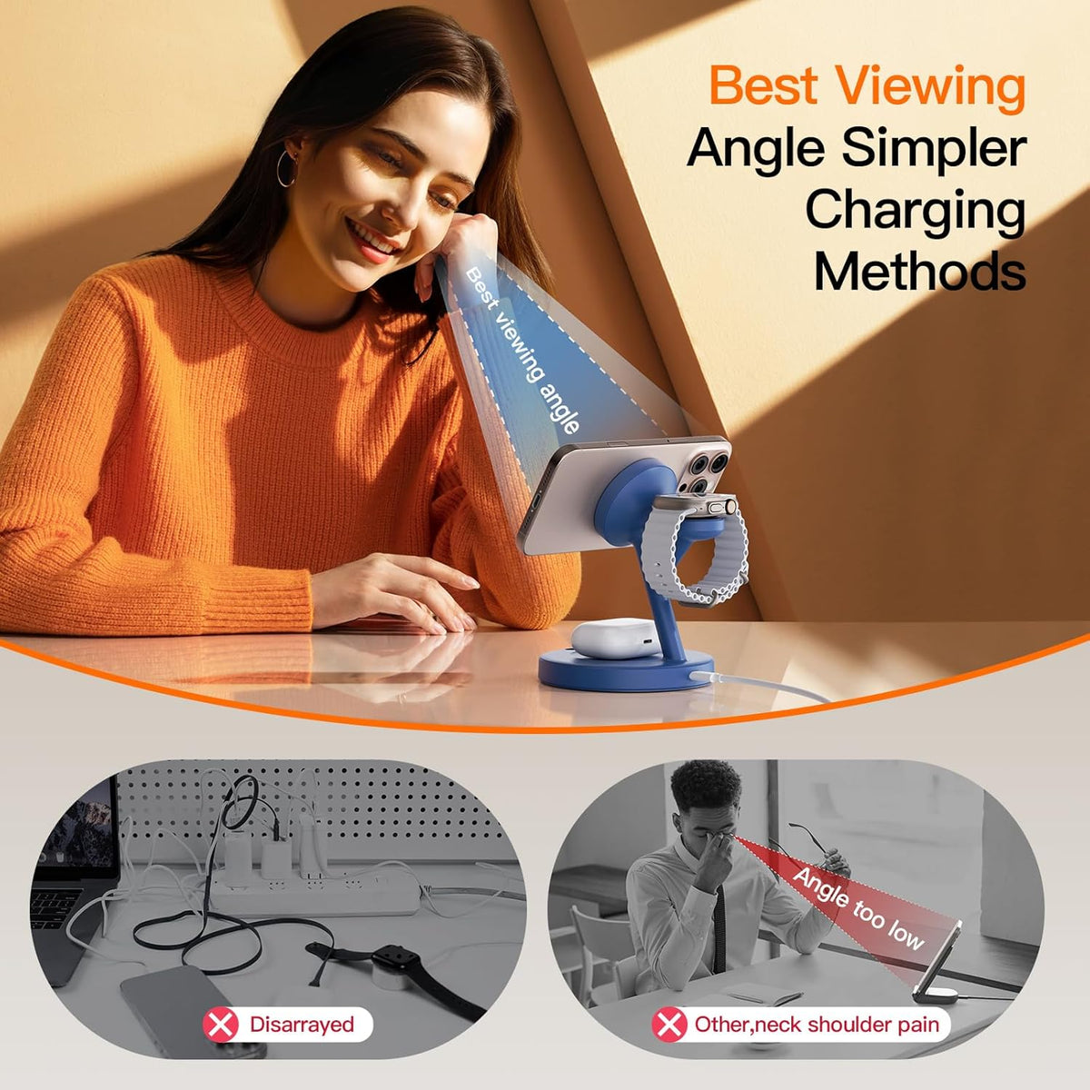 2025 3 in 1 Charging Station for Apple iPhone AirPods Watch with Mag-Safe Charger Wireless Charger Stand for iPhone 16 15 14 13 12 Series AirPods iWatch Series - Gifts for Wife & Husband