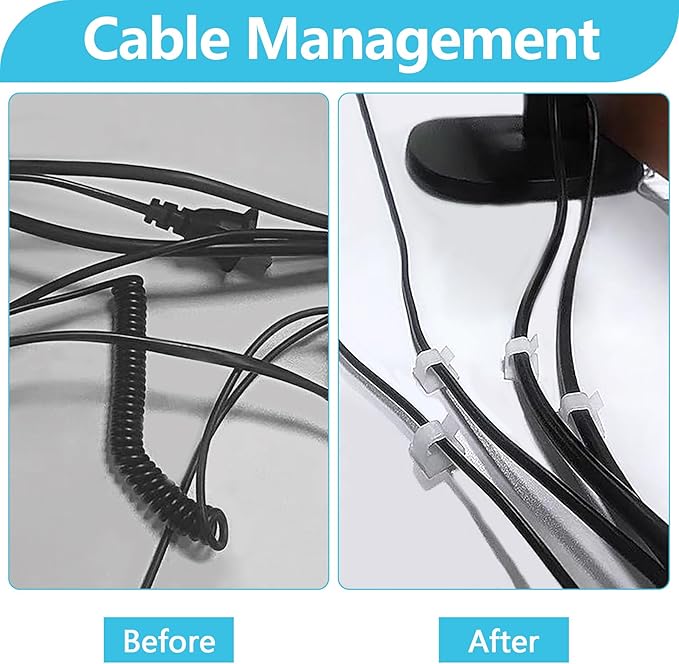 Abnii 100PCS Cable Clips, Adhesive Cord Wire Organizer, Clear, Small