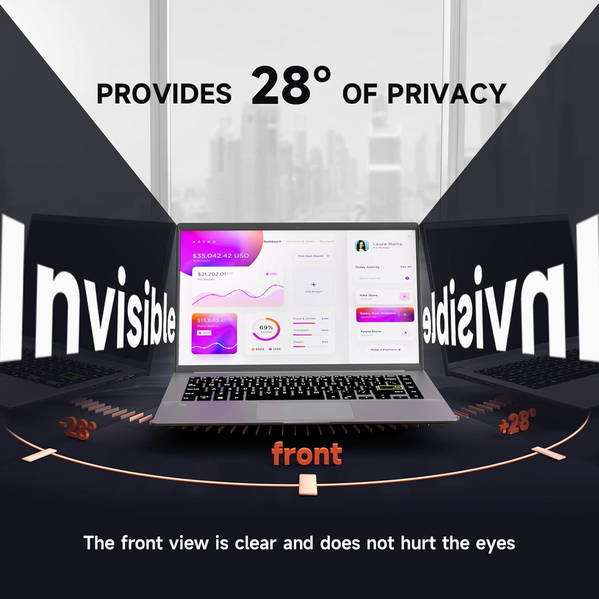 Mamol Laptop Privacy Screen 17.3 Inch, Anti Blue Light Glare Filter, Removable Shield, Anti-Scratch Screen Protector