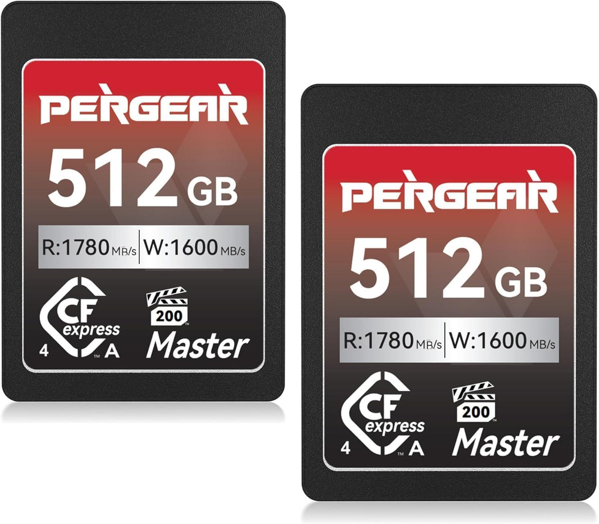 Pergear 512GB CFexpress 4.0 Type A Memory Card (2-Pack),Up to 1780MB/S Read Speeds,USB4.0(PCIe 4.0),Raw,8K 30P Record,Compatible for Sony Camera,ILME-FX3,ILME-FX6,ILME-FX30(Black Silver Master Series)