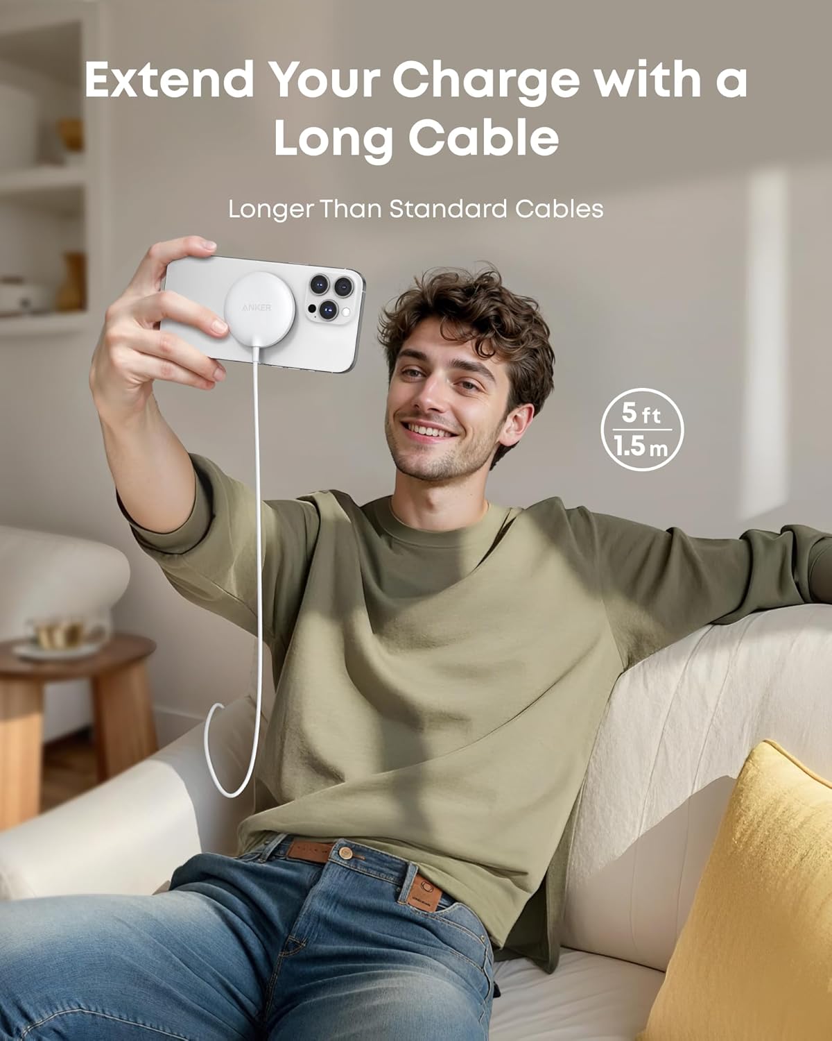 Anker Zolo Magnetic Wireless Charger, Qi2 Certified 15W MagSafe-Compatible Wireless Charging Pad, for iPhone 16/15/14/13 Series, AirPods, and More (Adapter Not Included) (White, 2 Pack)
