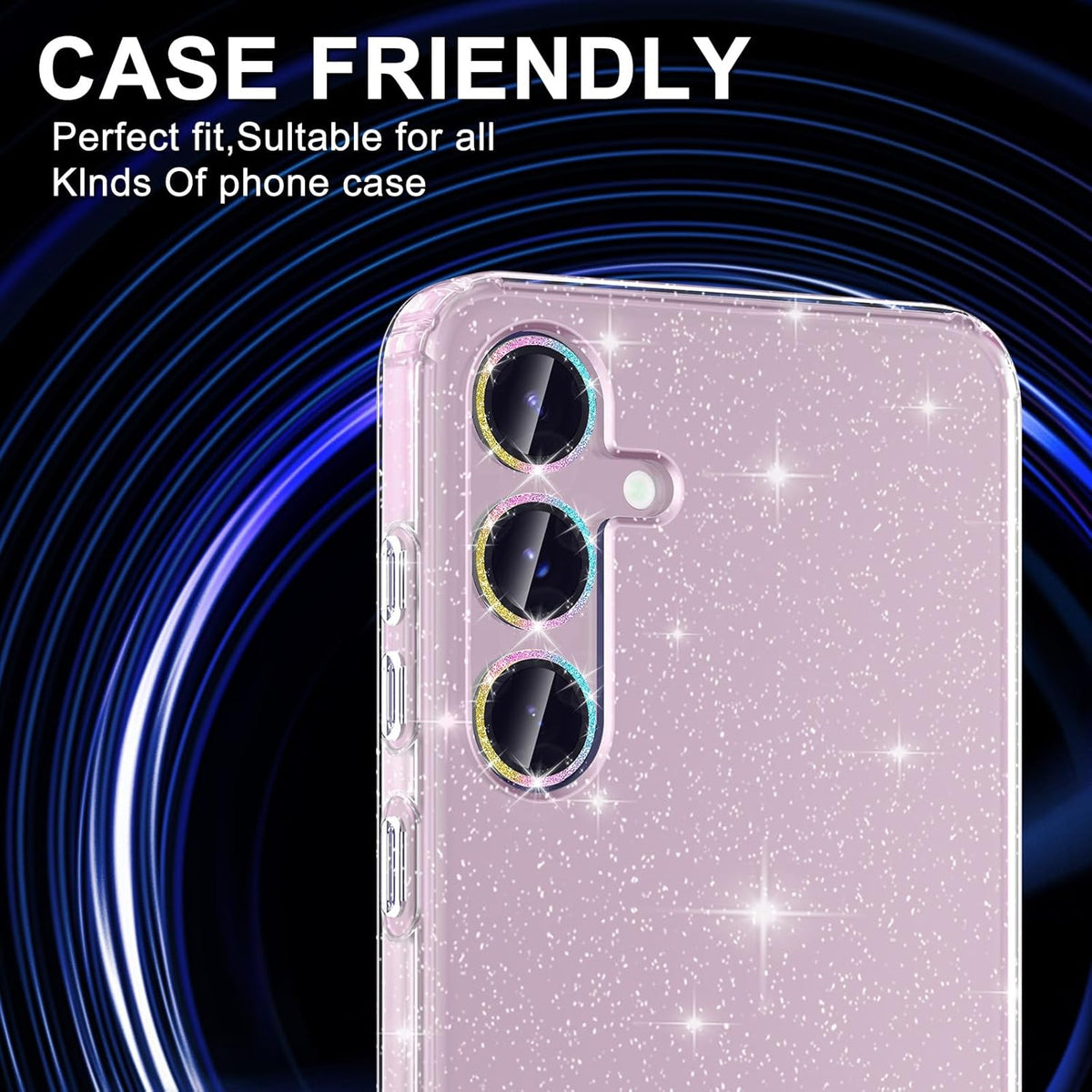 for Samsung Galaxy S23/S23 Plus Camera Lens Protector, Individual Metal Ring Tempered Glass Lens Cover, [Strong Adsorption] Scratch Resistant Ultra-Thin HD Clear Lens Cover, 1 Set-Colorful