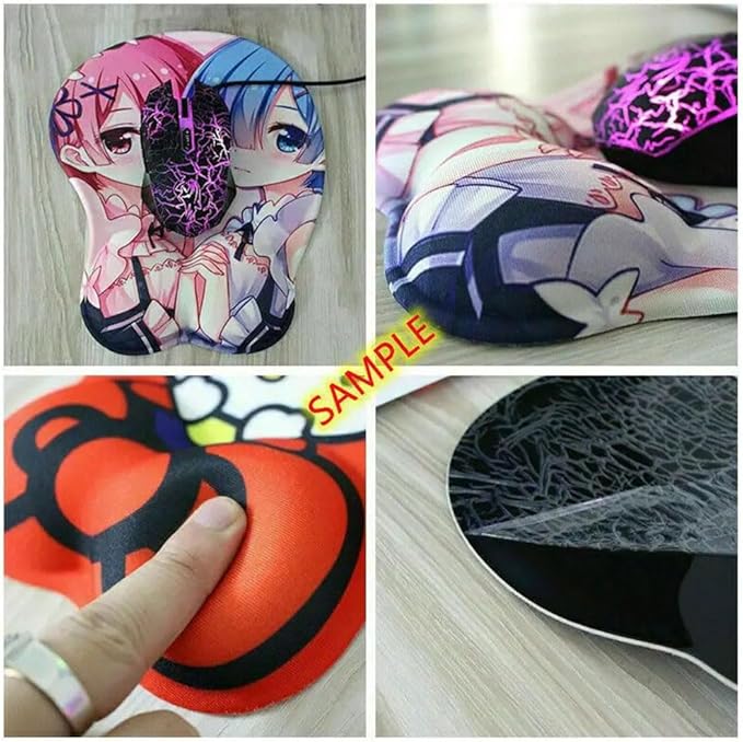 Oppai Mouse Pad 3D Mousepad Furry Anthro Anime Manga Breast Gaming Wrist Rest Boob pad Anti-Slip Mouse Mat (Roxanne)
