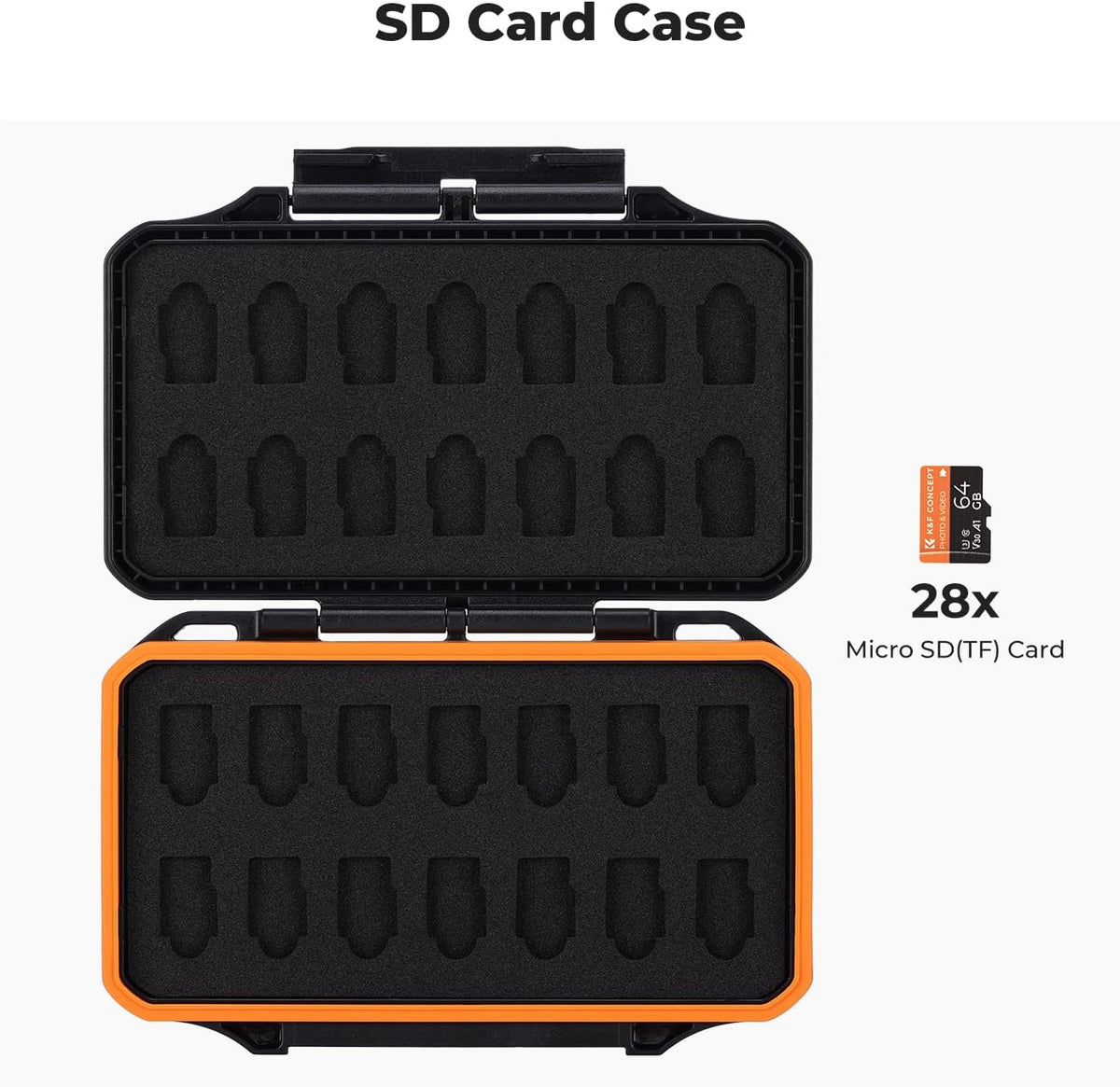K&F Concept 28 Slot SD Card Case, Water-Resistant Anti-Shock/Dust SD/TF Card Holder/Organizer