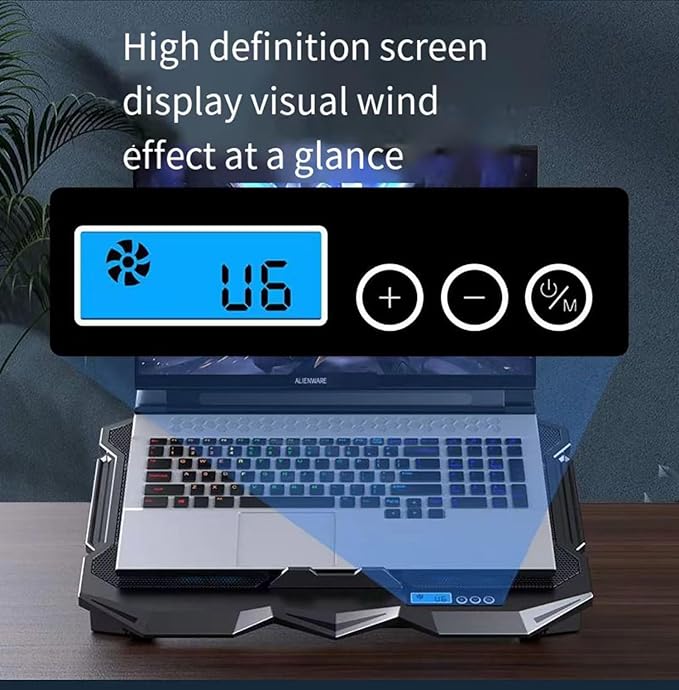 Laptop Cooling pad for Hp 15-f200 Gaming laptops Laptop Cooler with 4 Fans LCD Display Screen 4 Height 2 USB-A Port Laptop Stand