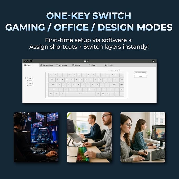 OHY XVX HE68 60 Percent Gaming KeyboardHall Effect Magnetic Switches CNC Aluminum Frame Rapid Trigger Keyboard w Topographic IMD Keycaps 8KHz Polling Rate Adjustable ActuationHot-Swap-White