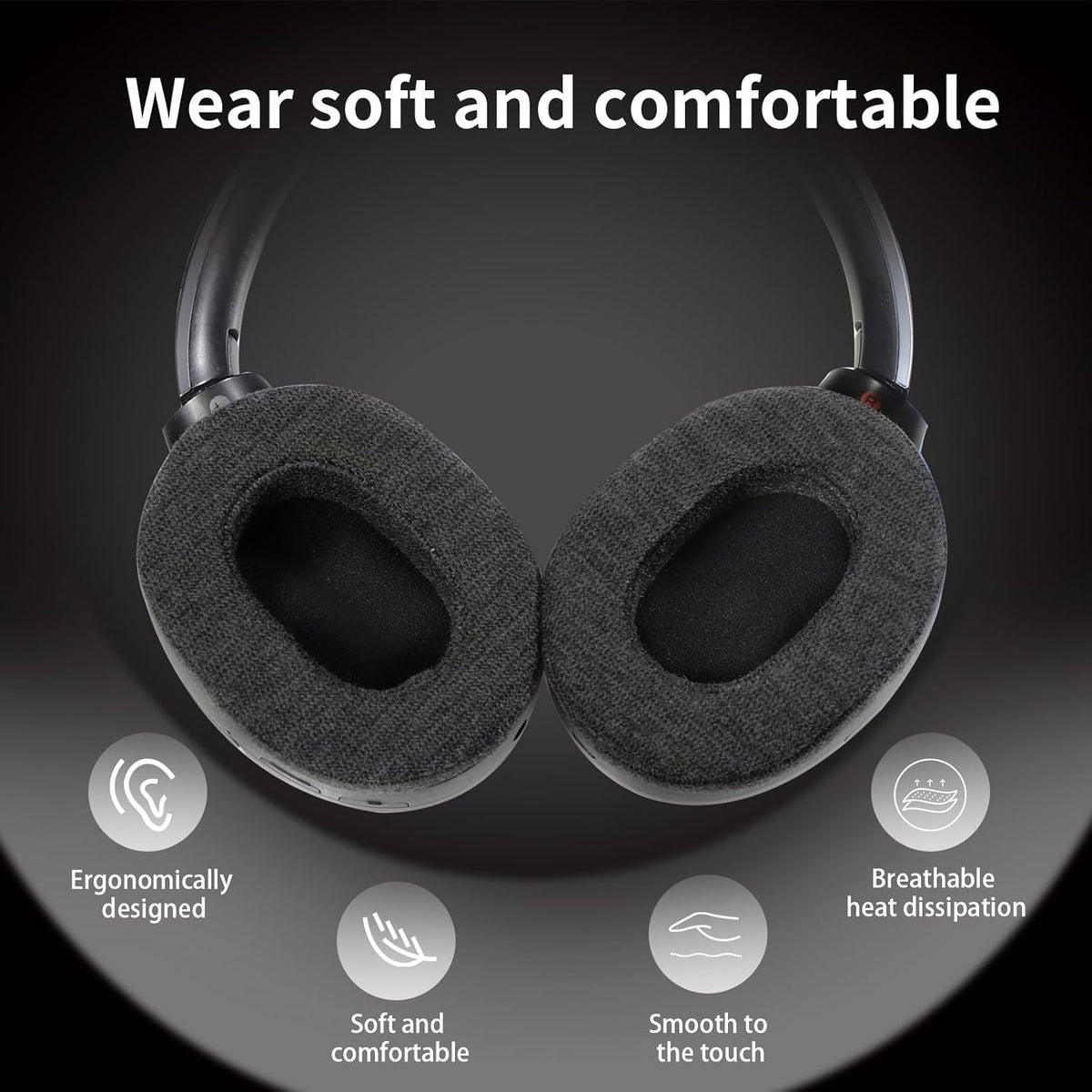 Skin-Friendly Cotton Replacement Earpads for Sony WH-1000XM2/MDR-1000X, Skin-Friendly Cotton Ear Pads Cushions with High-Density Noise Isolation Foam, Keep Warm (Dark Gray)