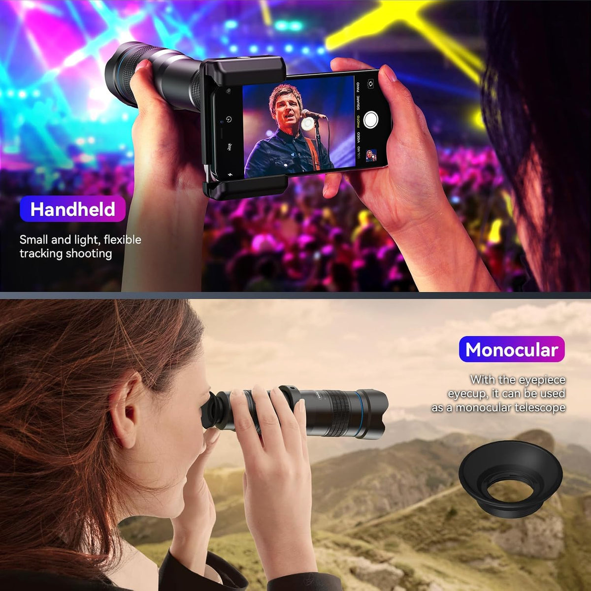APEXEL 36X HD Telephoto Lens for iPhone/Samsung/Android | High Power Zoom Camera Lens with Tripod Mount, Universal Smartphone