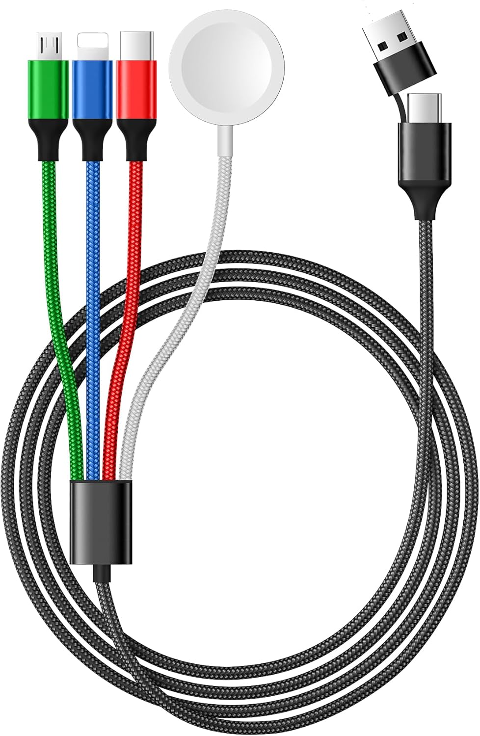 Temdan for Apple Watch Charger,4 in 2 USB C Cable for iPhone 16 Charger/Type C/Lightning/Micro USB,Multi Charging Cable Cord,Portable Travel Vacation Essentials Designed for iWatch &iPhone 16-12