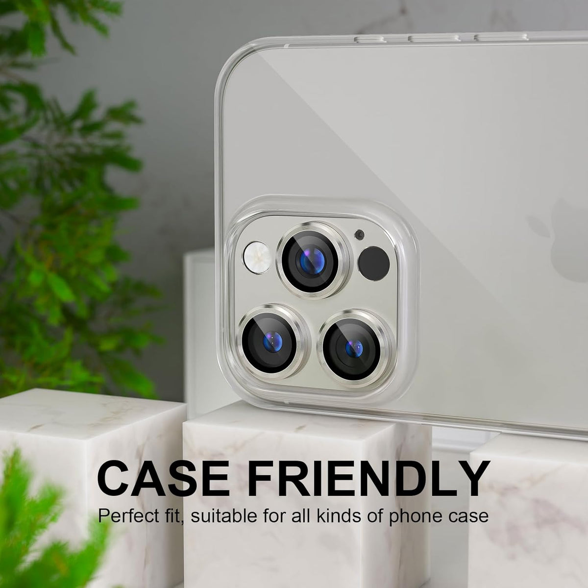 Choiche Compatible for iPhone 16 Pro/iPhone 16 Pro Max Camera Lens Protector, Bling Camera Cover with 9H Tempered Glass Lens Screen Protector Metal Ring Accessories (Titanium Natural)
