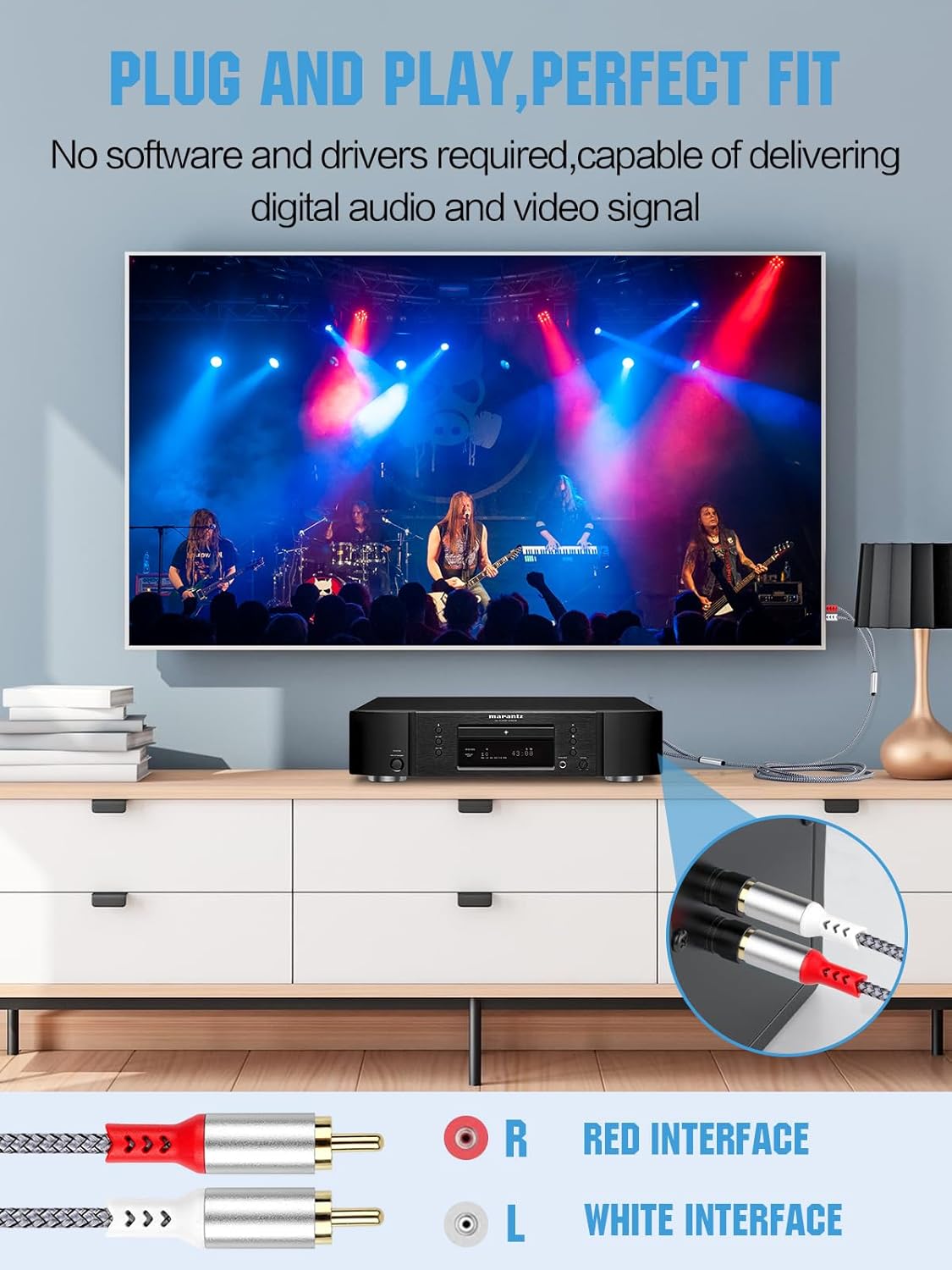 2RCA to 2RCA Cable 2 RCA Male Hi-Fi Systems Audio Stereo Subwoofer Cable Nylon-Braided Auxiliary Audio Cord for Home Theater HDTV Amplifiers Hi-Fi Systems Speakers and etc 6.6Ft Silver