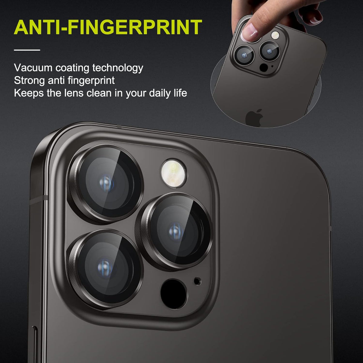 WSKEN for iPhone 14 Pro/iPhone 14 Pro Max Camera Lens Protector,[Night Shooting Mode] HD Tempered Metal Glass Camera Screen Protector Cover Film Accessories, Black
