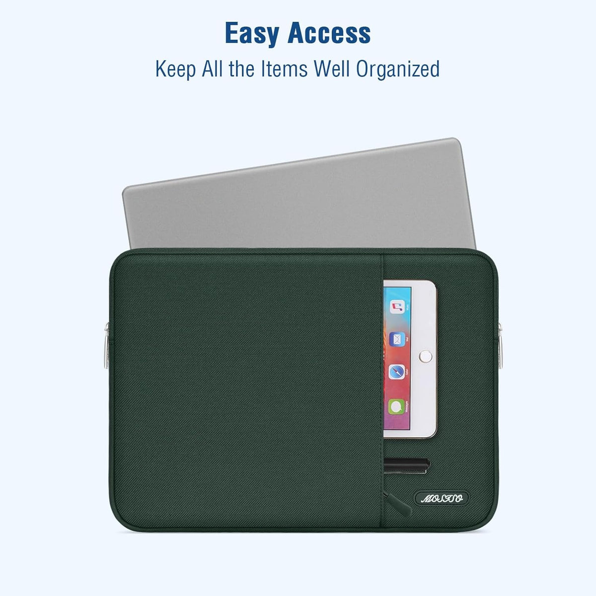MOSISO Laptop Case 13 inch, 13 inch Laptop Sleeve Compatible with MacBook Air M4 M3 M2 M1 2025-2018 / Pro M2 M1 2025-2016, Polyester Vertical Computer Sleeve Bag with Pocket, Midnight Green