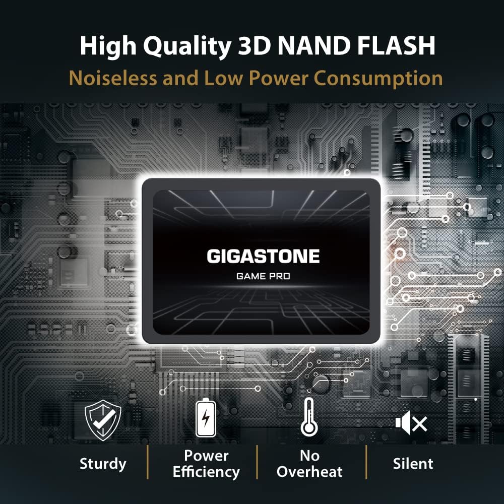 Gigastone SATA SSD 256GB (5-Pack) 2.5 inch SSD 510MB/s Upgrade Laptop PC Memory and Storage PS4 HDD Replacement 2.5" Internal Solid State Hard Drives SATA III SLC Cache 3D NAND Game Pro Performance