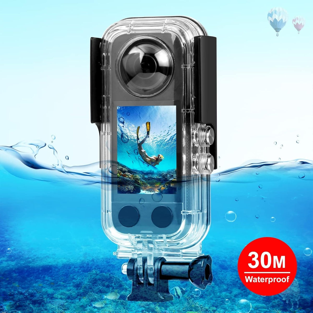 PULUZ 30m/98ft Dive Case for Insta360 X3 Underwater Waterproof Housing Cover Protective PC Shell Photography Housings with Bracket Insta 360 X3 Camera Accessories