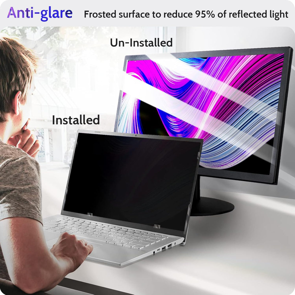 13.4 Inch Laptop Privacy Screen Compatible With Lenovo Hp Dell Acer Asus Thinkpad Envy Xps, 16:10 Aspect Removable Anti Glare Blue Light Filter Protector, 13 In Computer Monitor Security Shield