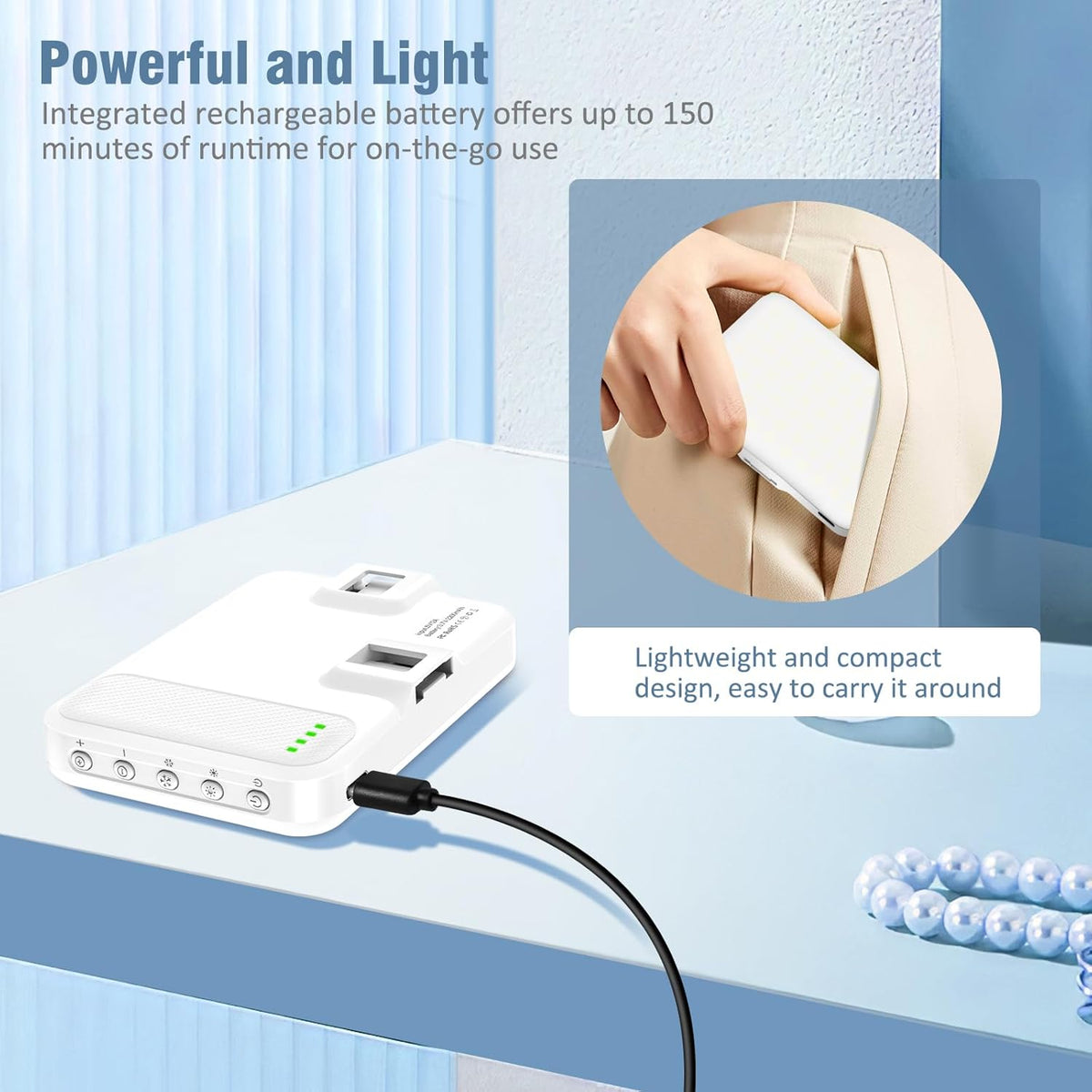 60 LED Portable Selfie Light Video Conference Lighting with Clip & Camera Tripod Adapter Rechargeable 2200mAh CRI 97+, 9 Light Modes for Phone iPhone Webcam Laptop Photo Makeup
